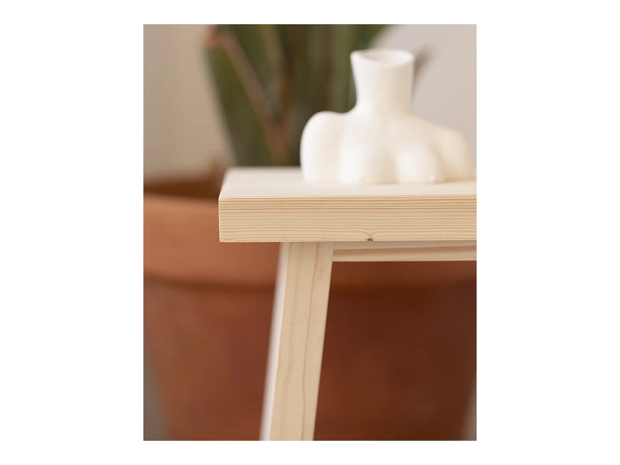 Mesita de noche o auxiliar madera maciza en tono natural de 45x39cm - FRIDA - DECOWOOD