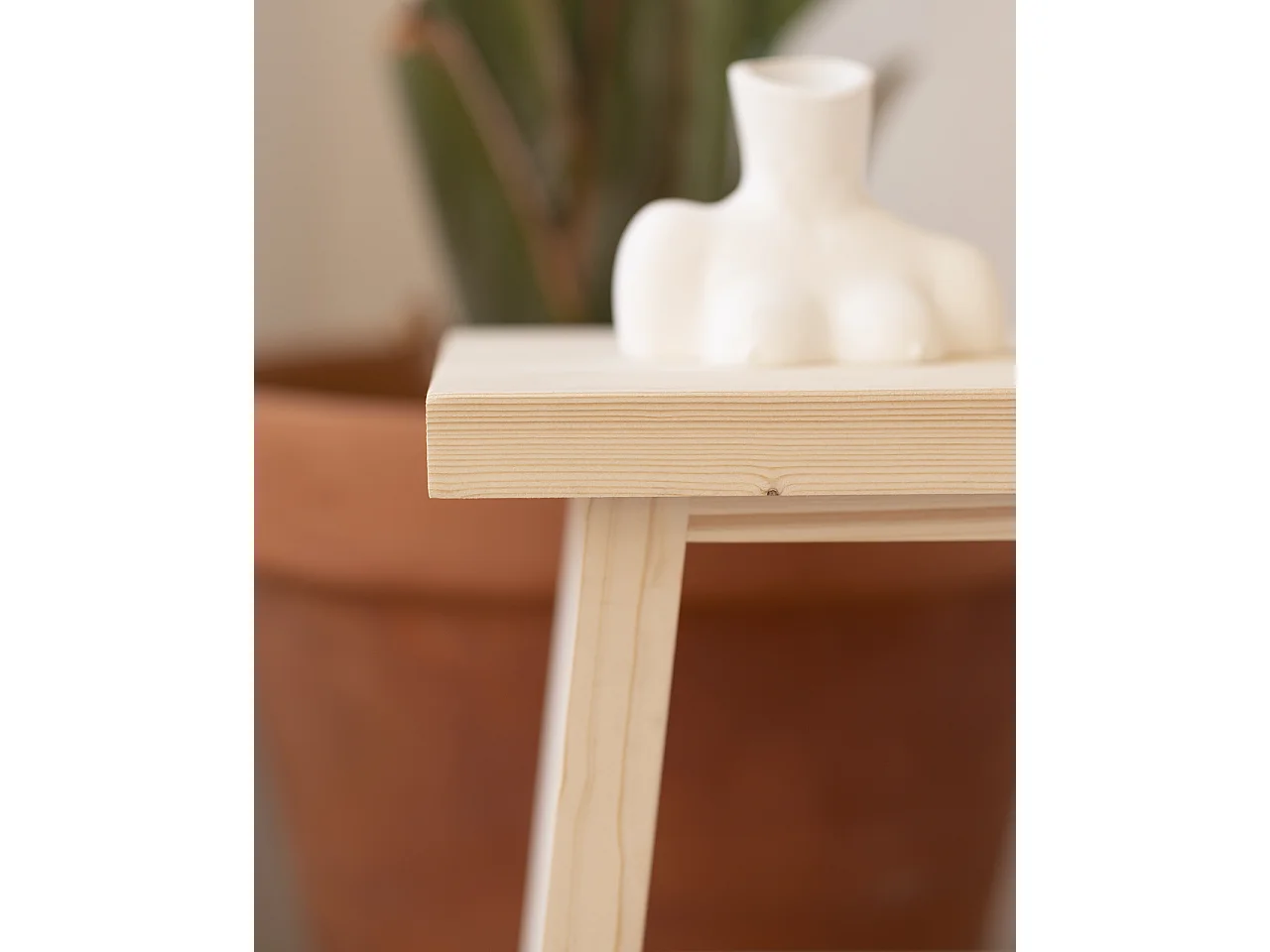 Comodino in legno massello in tono naturale 39x45cm - FRIDA - DECOWOOD