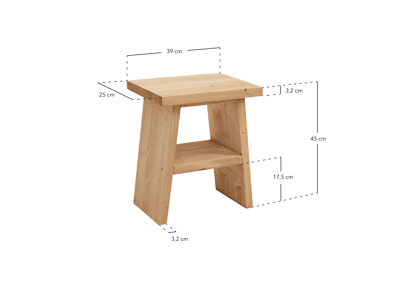 Comodino in legno massello in tono marrone 39x45cm - FRIDA - DECOWOOD