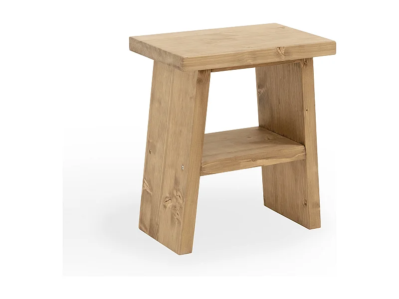 Comodino in legno massello in tono marrone 39x45cm - FRIDA - DECOWOOD