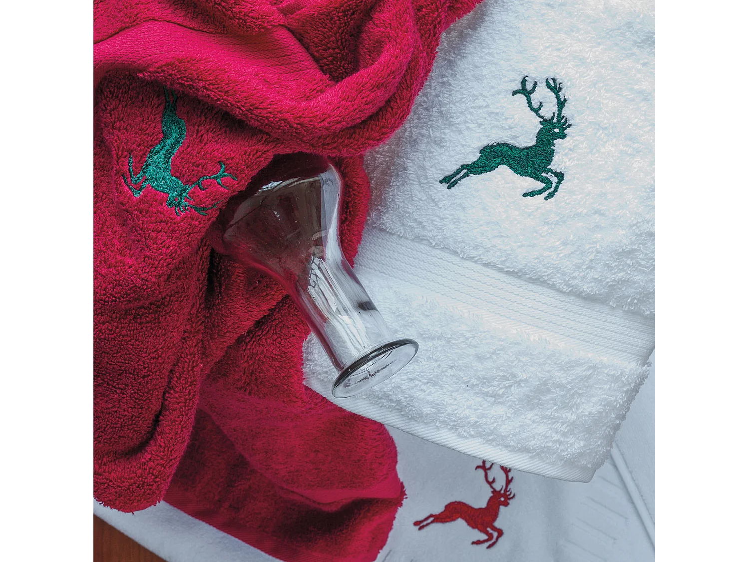 Drap de douche 70x130 cm HIRSH Bordeaux/Vert 600 g/m2