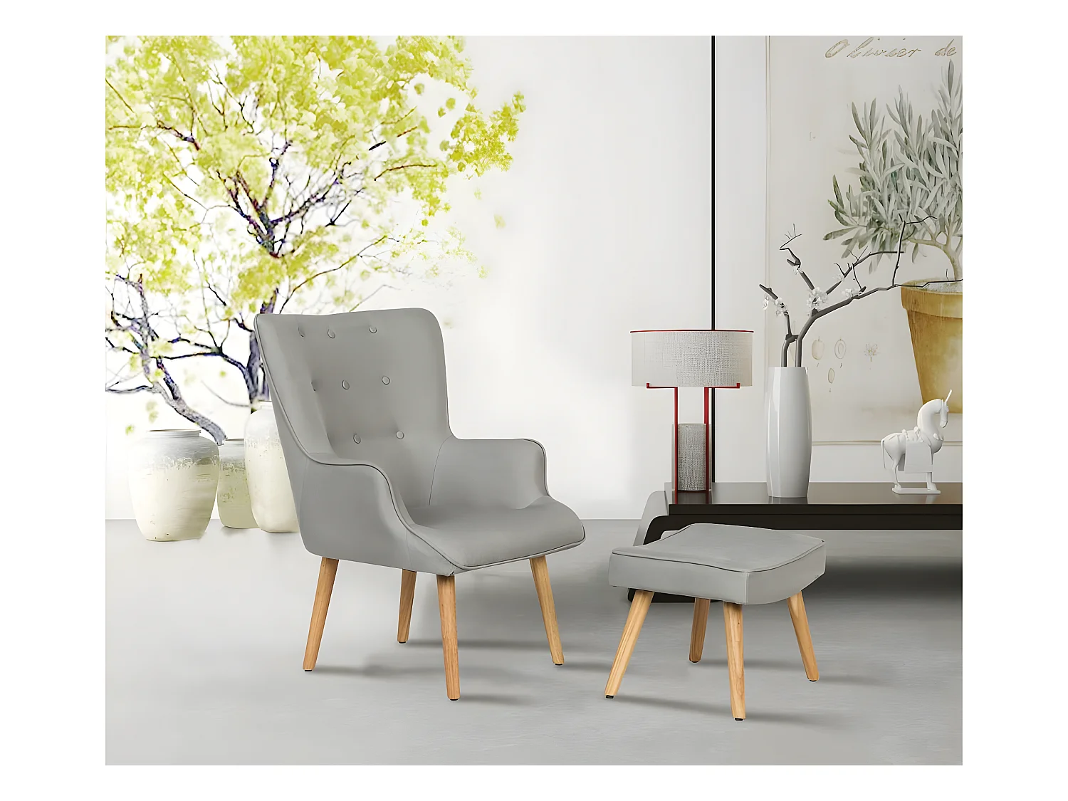 Poltrona "Odense" in stile scandinavo - Grigio chiaro