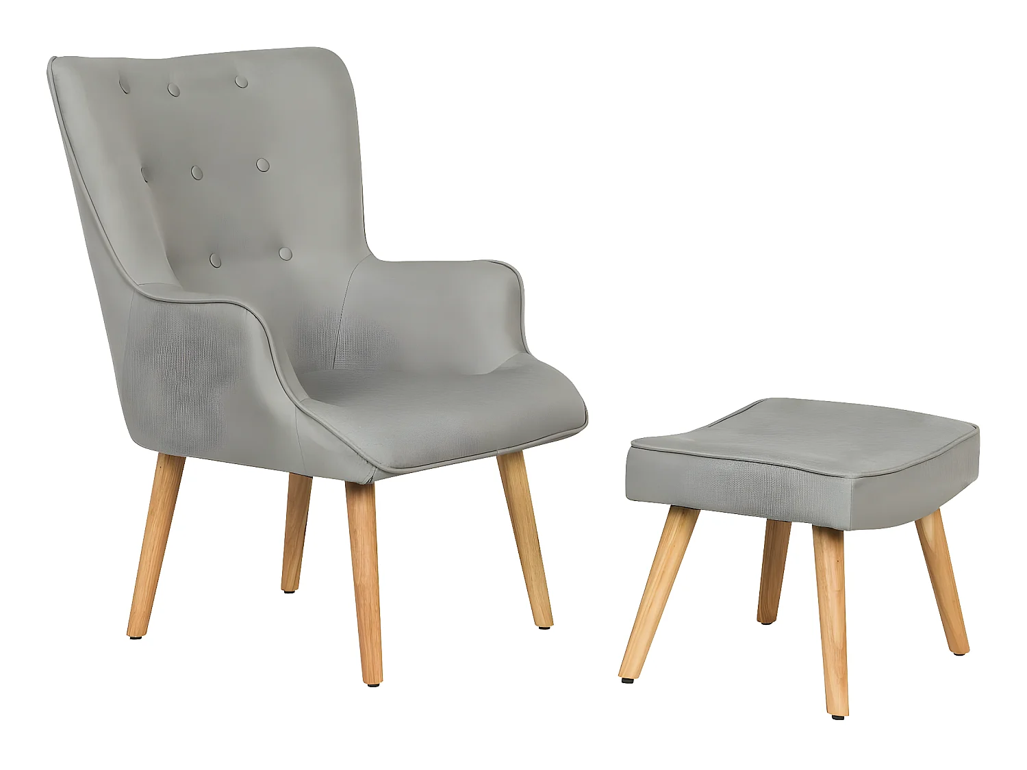 Fauteuil style scandinave en tissu "Odense" - 1 place - Gris clair