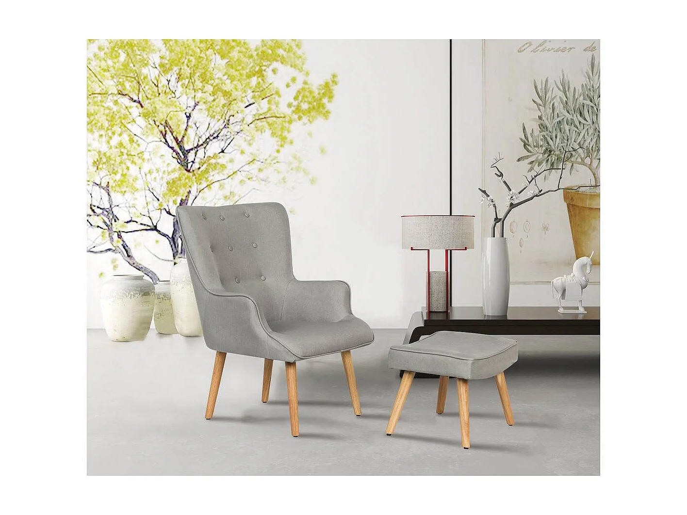 Poltrona "Odense" in stile scandinavo - Grigio chiaro