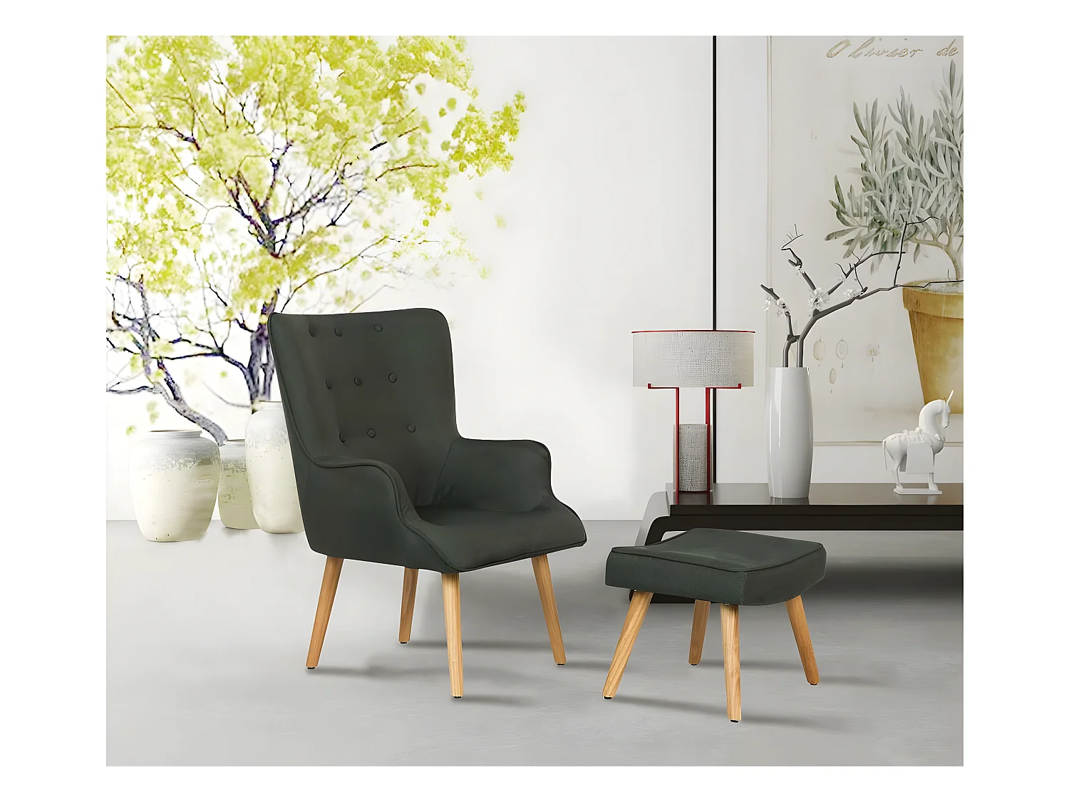 Sessel aus Stoff skandinavischer Stil "Odense" - 1 Person - Dunkelgrau