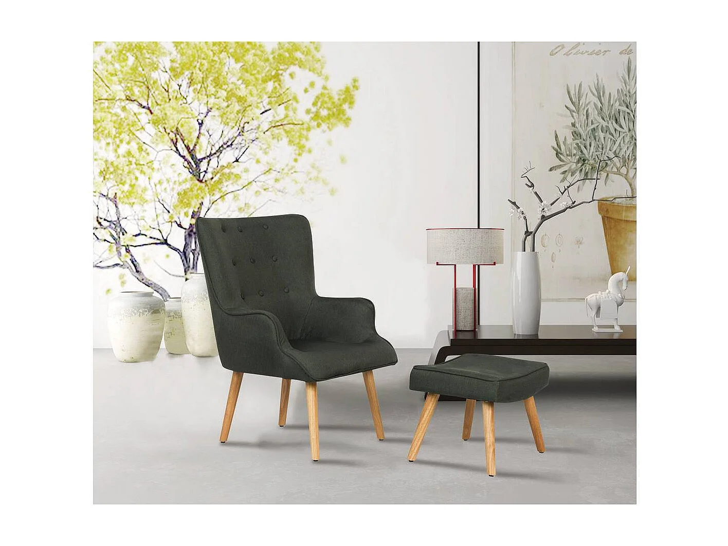 Poltrona estilo escandinavo tecido "Odense" - 1 lugar - Cinza escuro