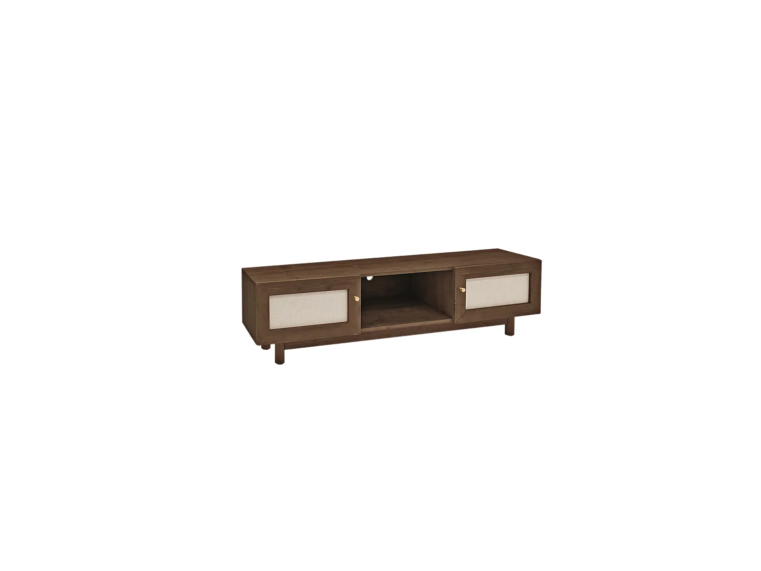 Meuble TV en bois de sapin marron 150x40cm - LINEN - DECOWOOD