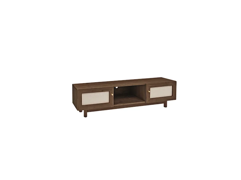 Meuble TV en bois de sapin marron 150x40cm - LINEN - DECOWOOD