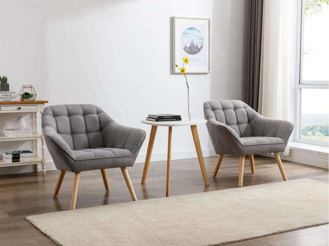 vente unique Fauteuil en tissu gris CASERTA