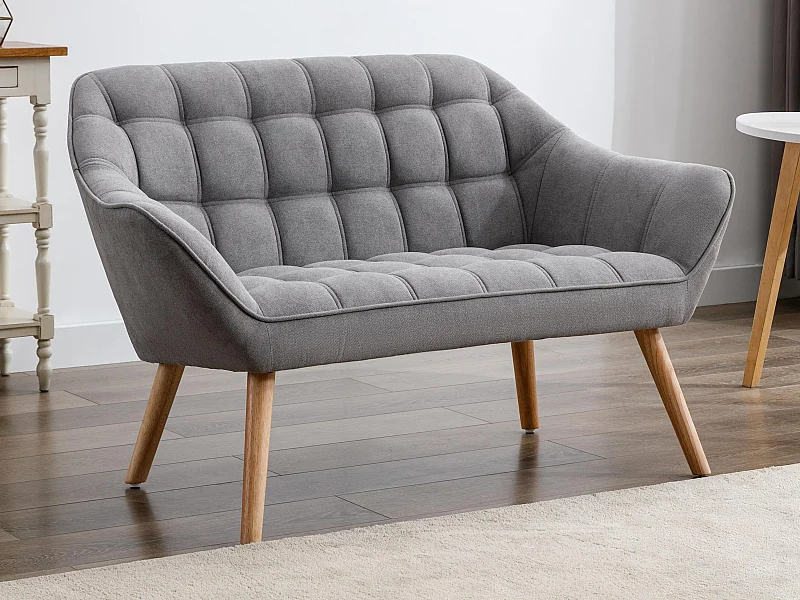 Sofa 2-Sitzer - Stoff - Grau - CASERTA
