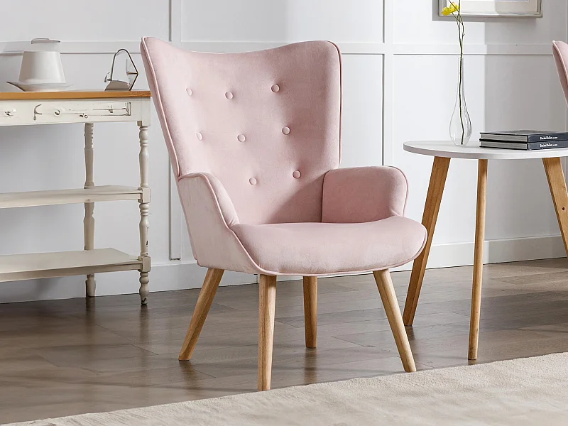 Poltrona in Velluto Rosa - VATELY