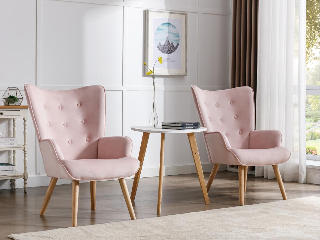 Sessel - Samt - Rosa - VATELY