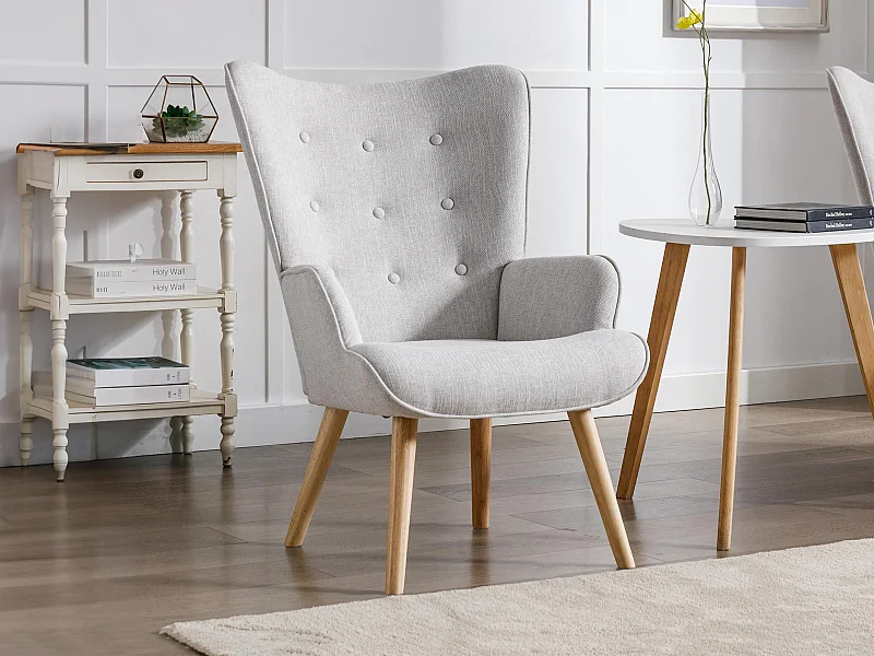 Fauteuil en tissu gris clair VATELY