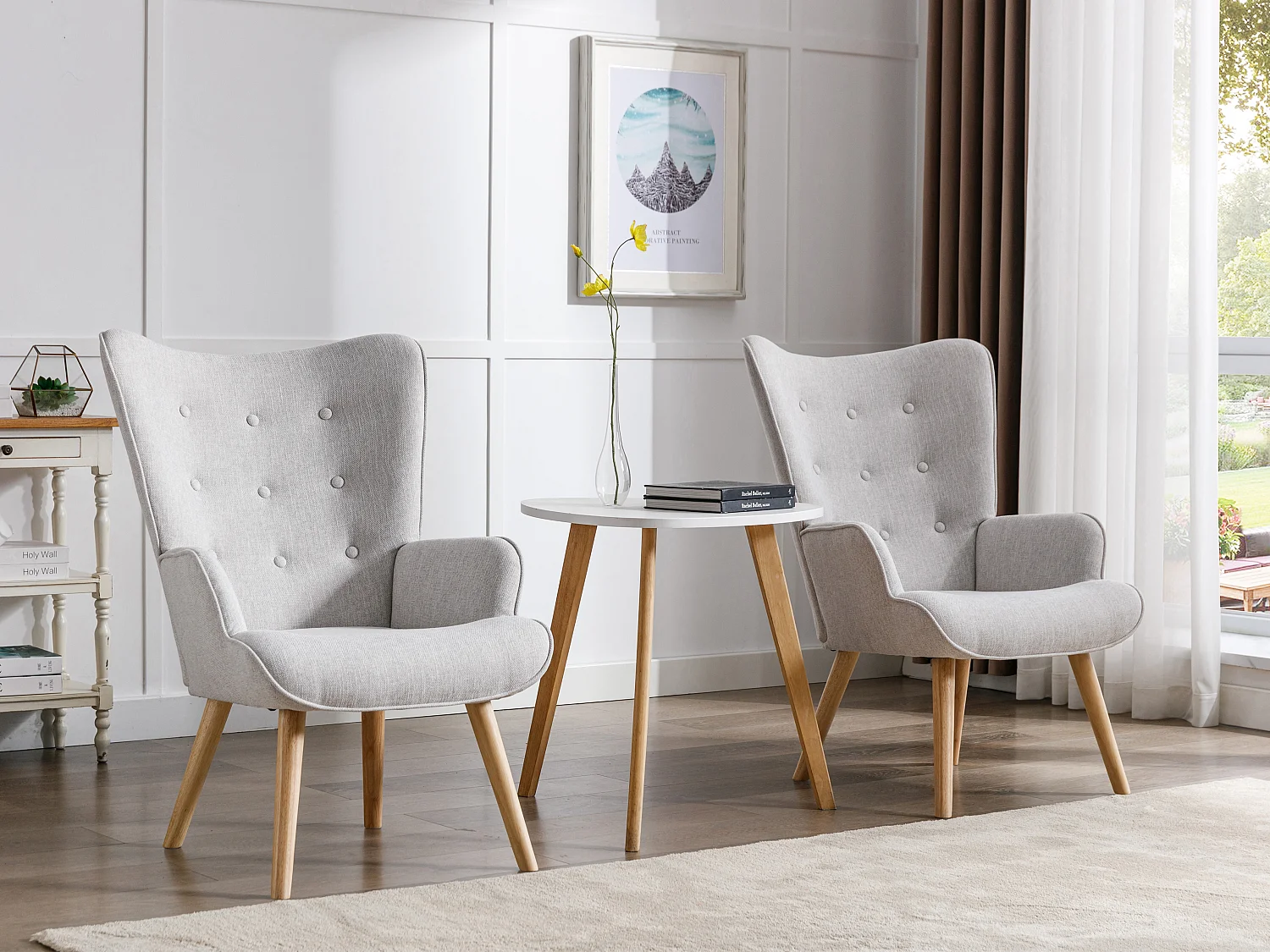 Fauteuil en tissu gris clair VATELY