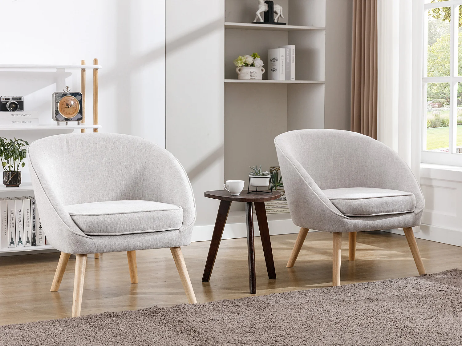 Fauteuil en tissu gris clair LINDALE