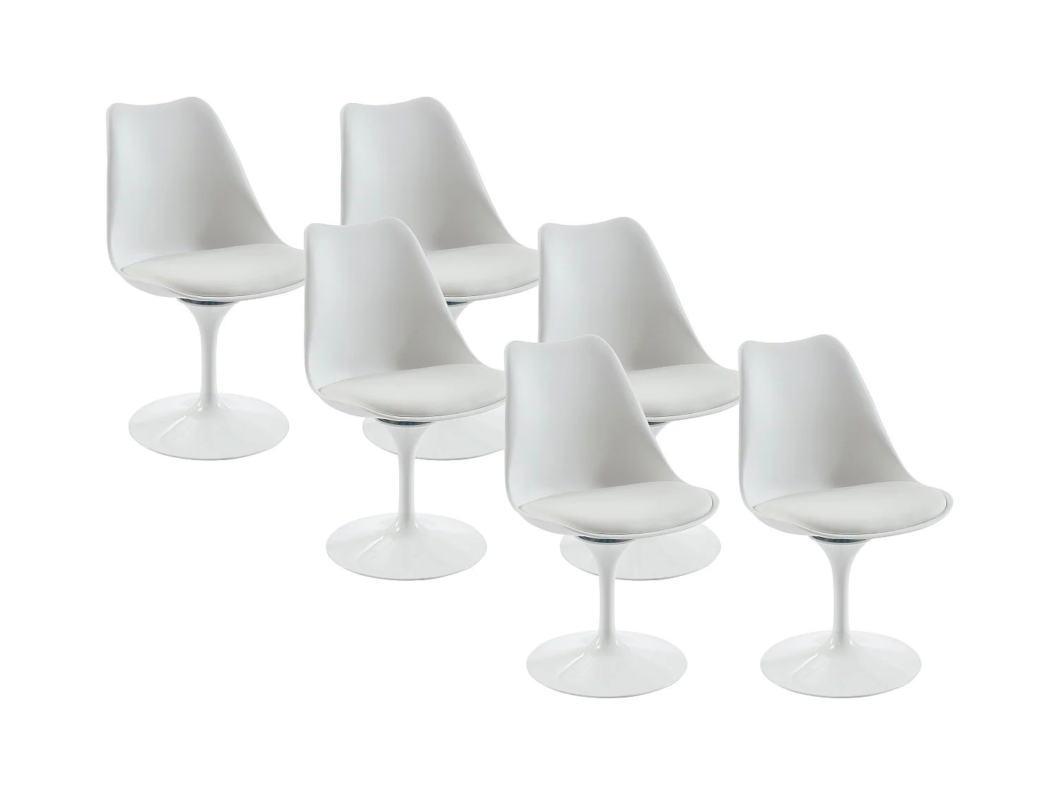 Stuhl 6er-Set - Polypropylen & Metall - Weiß - XAFY