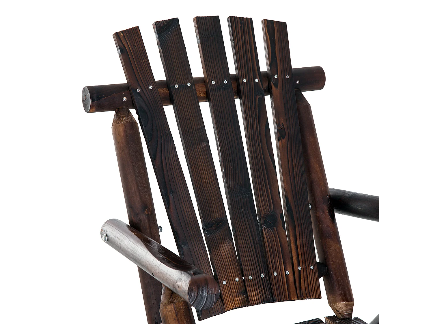 Fauteuil de jardin Adirondack à bascule rocking chair style rustique chic bois sapin traité carbonisation