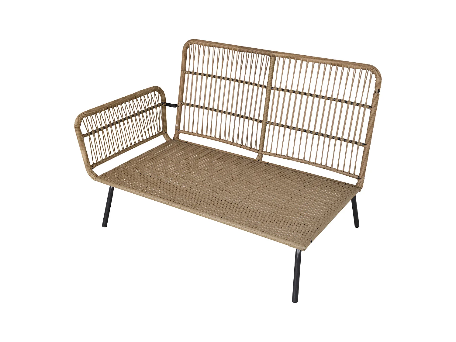 Salon de jardin d'angle 4 pers. style colonial table basse coussins grand confort inclus résine tressée beige