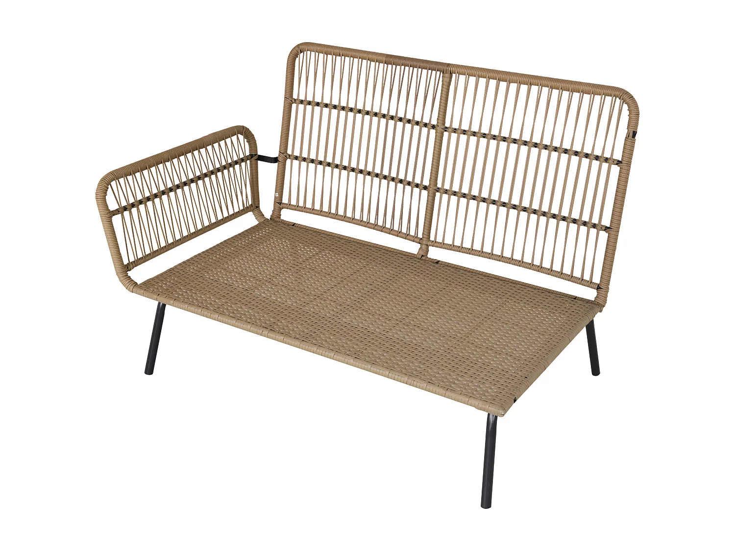 Salon de jardin d'angle 4 pers. style colonial table basse coussins grand confort inclus résine tressée beige