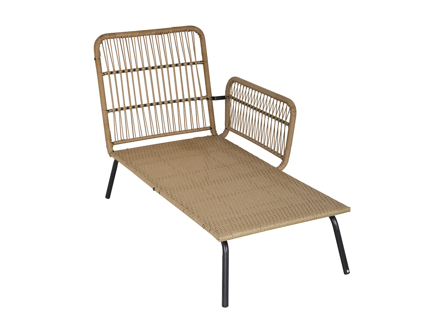 Salon de jardin d'angle 4 pers. style colonial table basse coussins grand confort inclus résine tressée beige