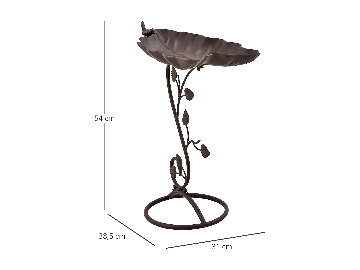 Bain d'oiseaux abreuvoir pour oiseaux dim. 38,5L x 31l x 54H cm métal bronze antique