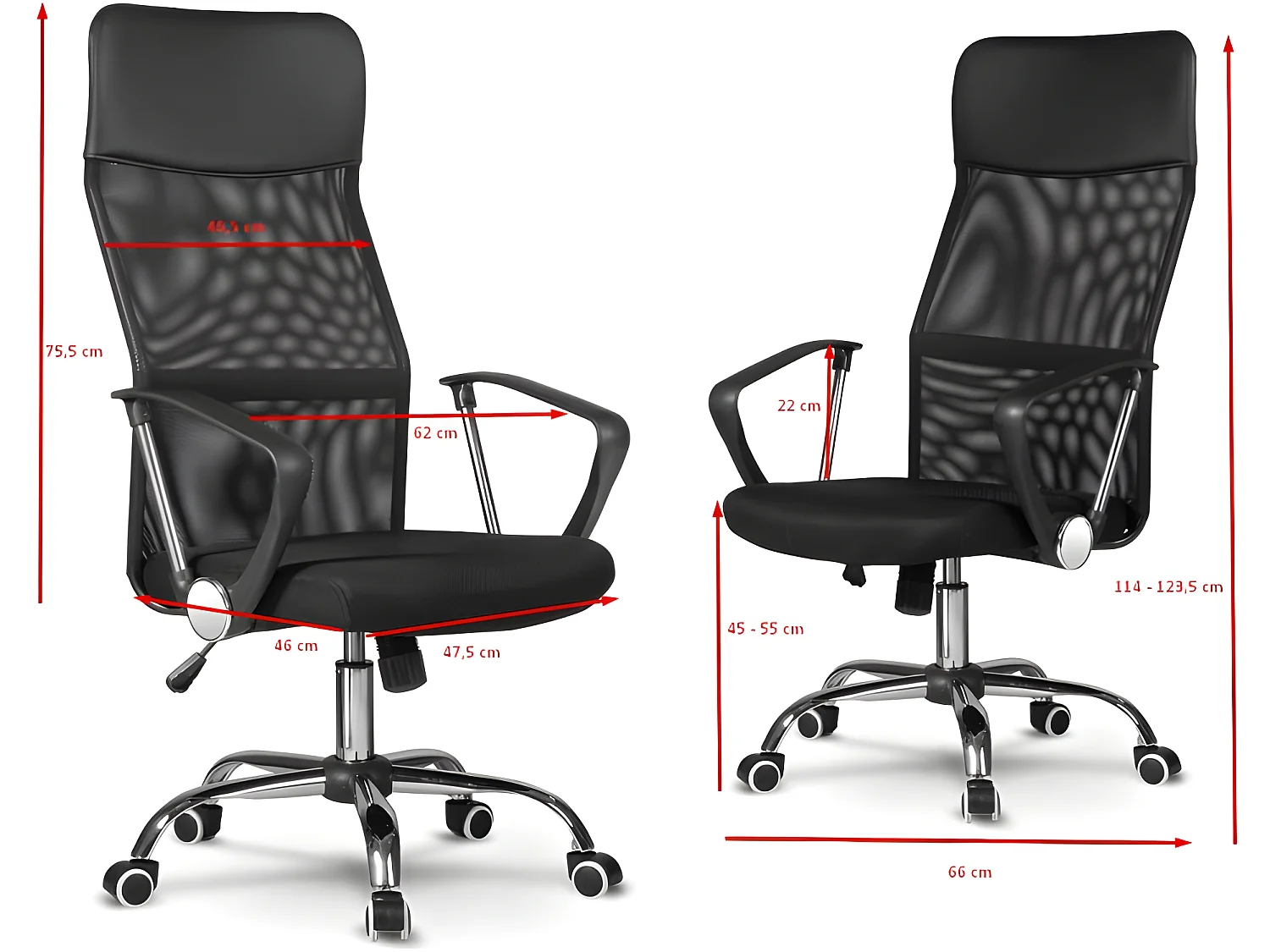 NIME - Sillón ergonómico con reposabrazos - Altura regulable - Respaldo reclinable - De malla aireada