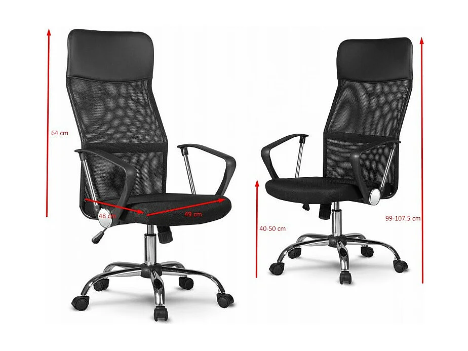 NIME - Poltrona ergonomica con braccioli - Regolabile in altezza - Schienale reclinabile - In rete ventilata