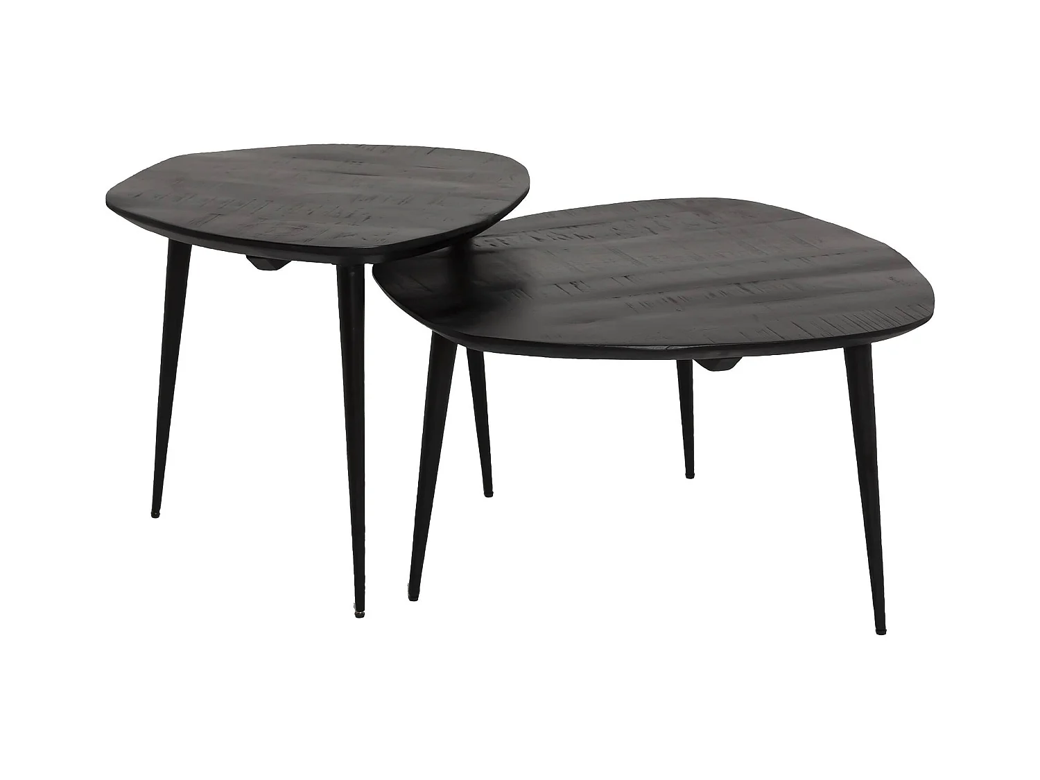 Juego de 2 mesas auxiliares nido de madera de mango negro estilo industrial Valério