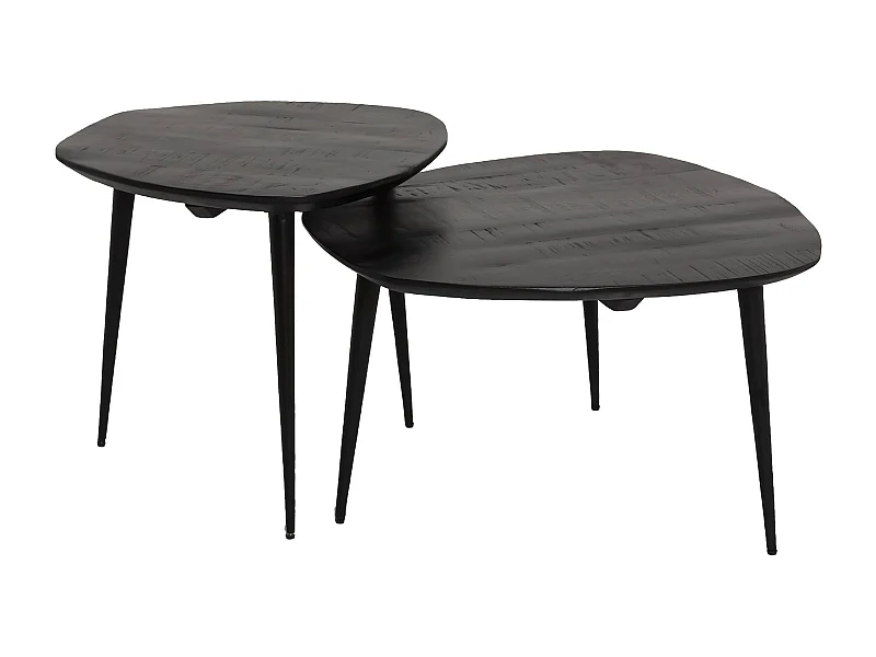 Table basse gigogne en bois de manguier noir Valério