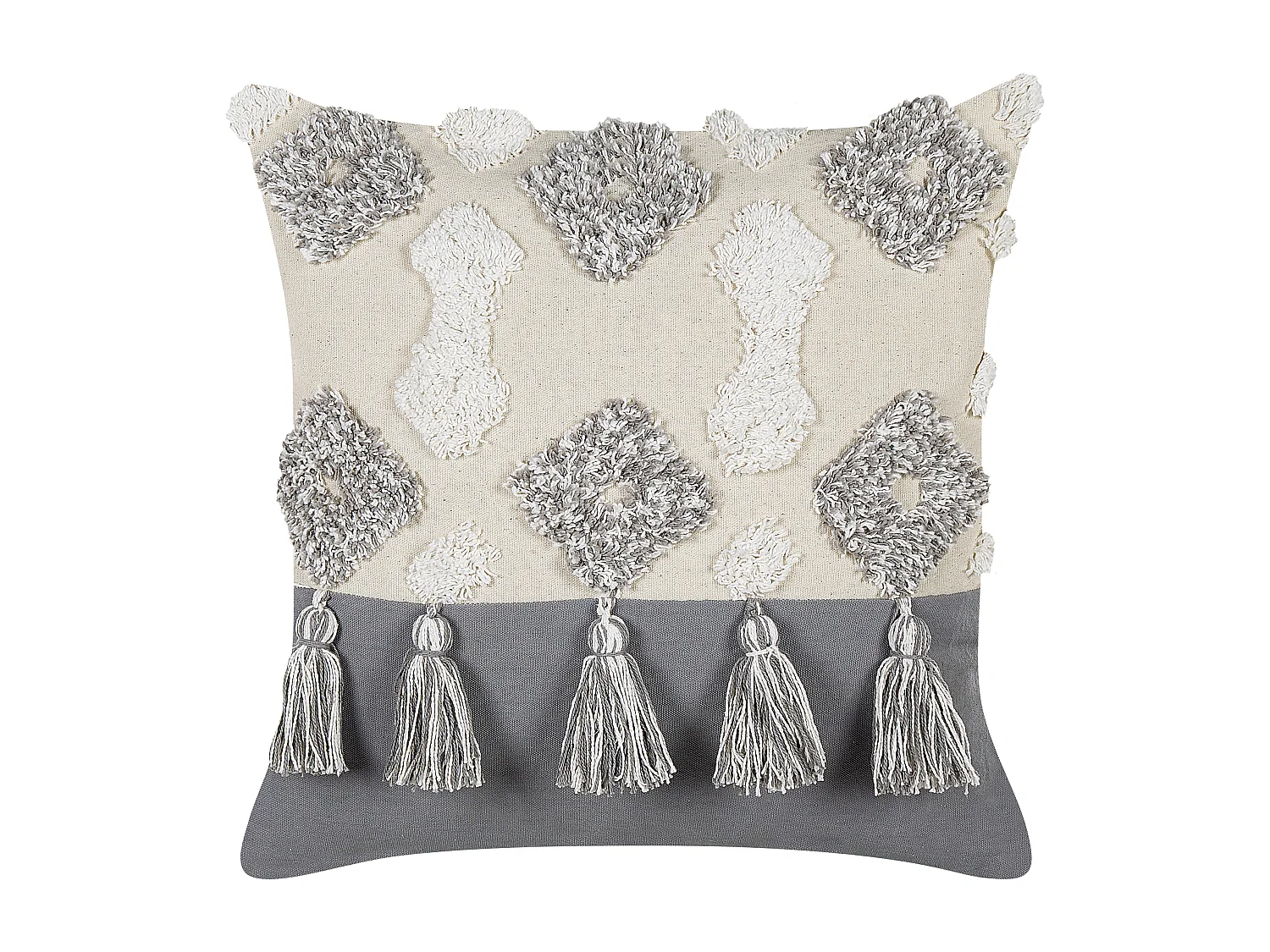 Conjunto de 2 almofadas decorativas ALOCASIA Algodão 45 x 45 cm Creme Padrão geométrico