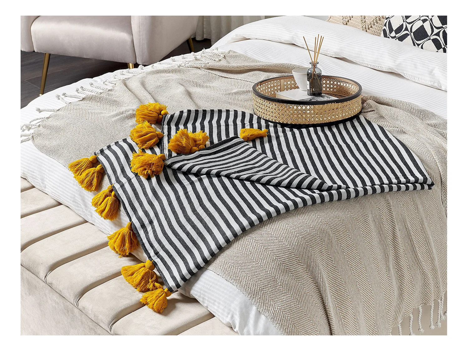 Koc SUNWAL 130 x 170 cm Czarny/ biały