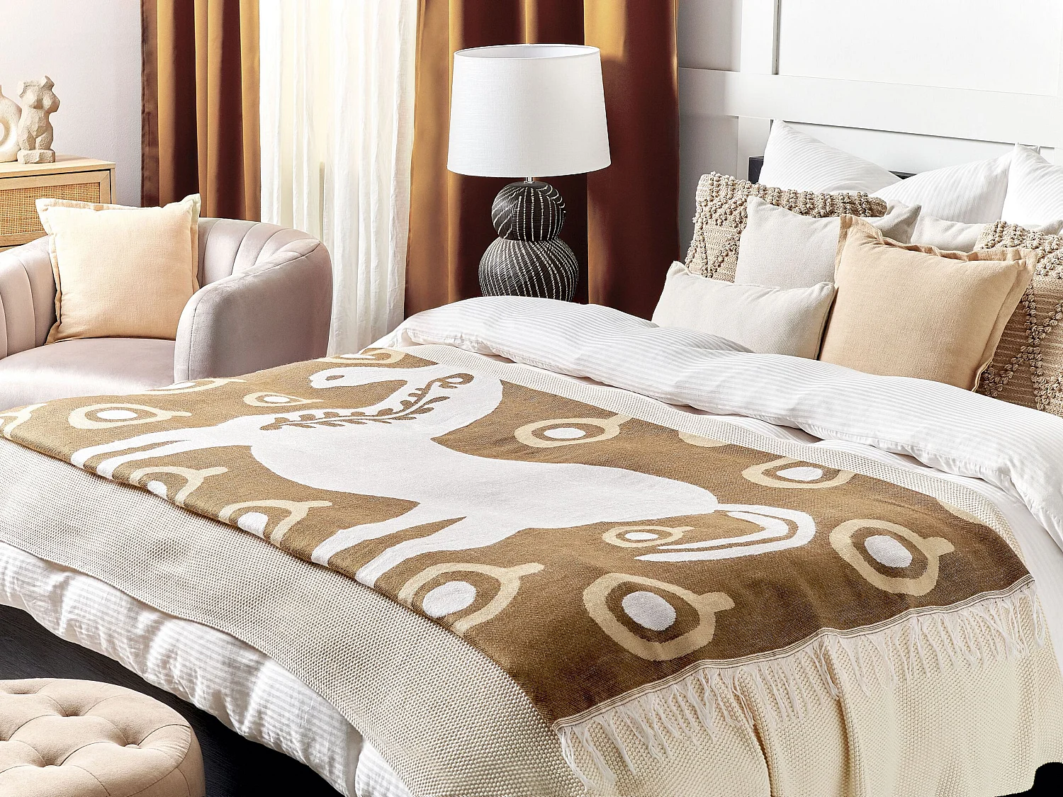 Plaid SIDDHA Stof 130 x 170 cm Bruin