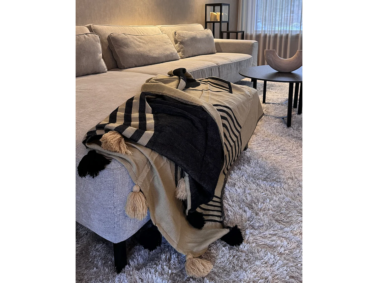 Kuscheldecke THAPREK Stoff 130 x 170 cm Beige