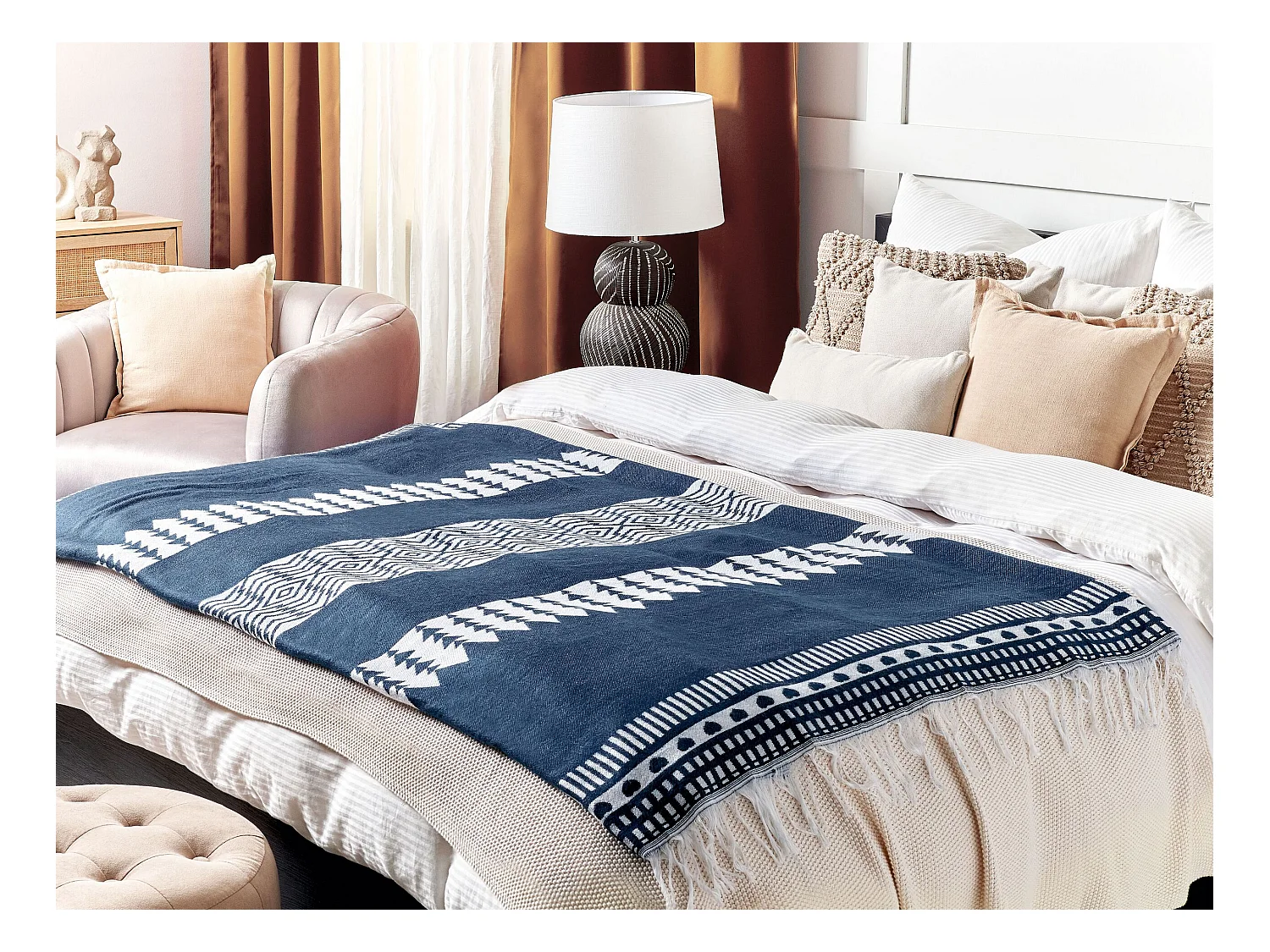 Couverture TARLAY Tissu 130 x 170 cm Bleu