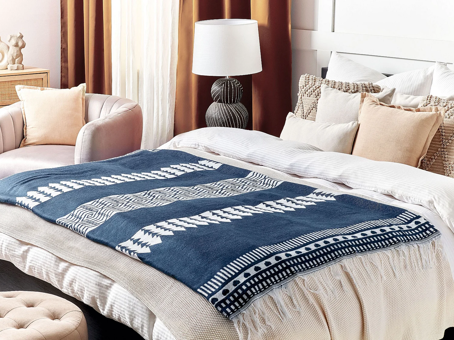 Plaid TARLAY Stof 130 x 170 cm Blauw