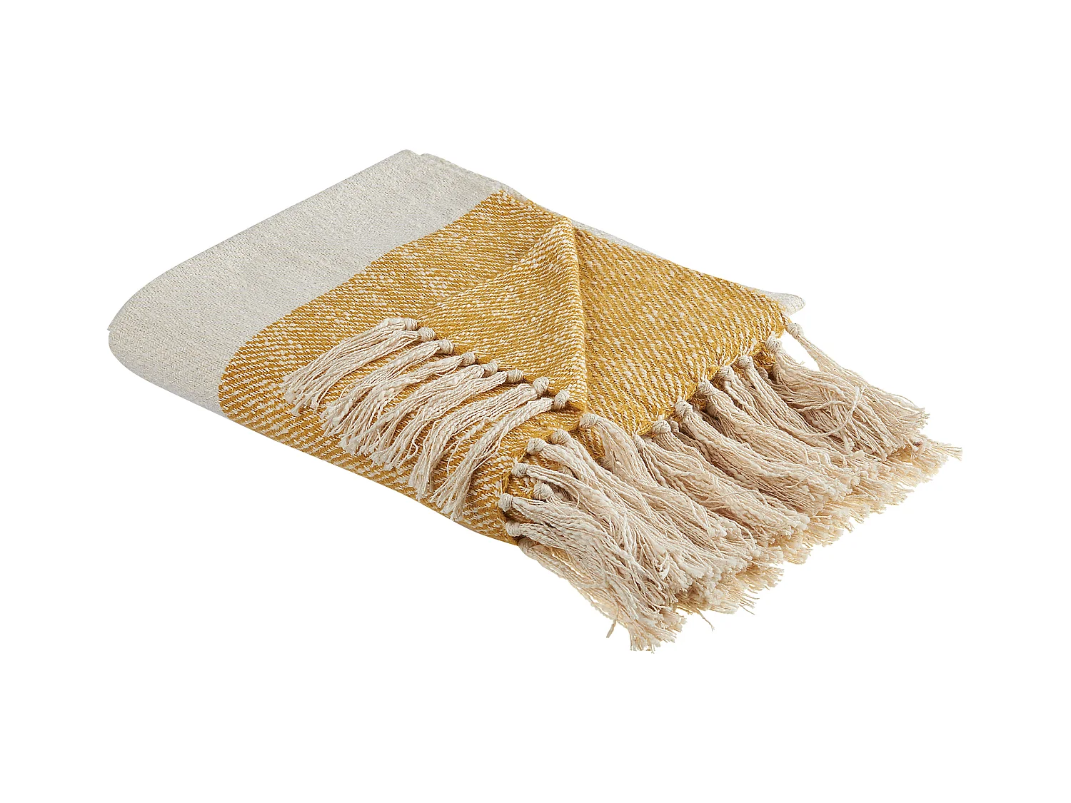 Boho Decke mit Fransen 130 x 170 cm beige / orange SALME