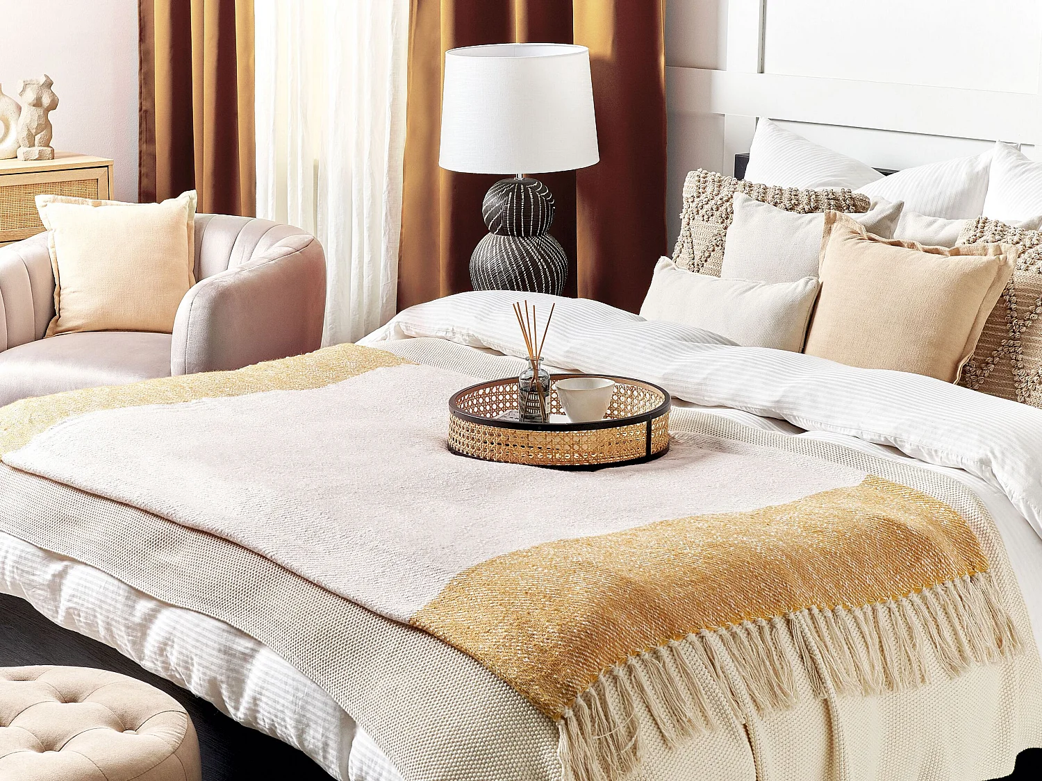 Blanket SALME Fabric 130 x 170 cm Beige