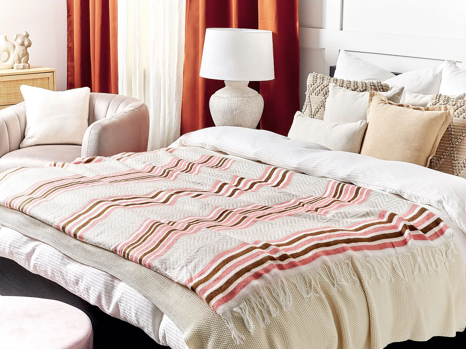 Couverture MAGAR Tissu 130 x 170 cm Beige