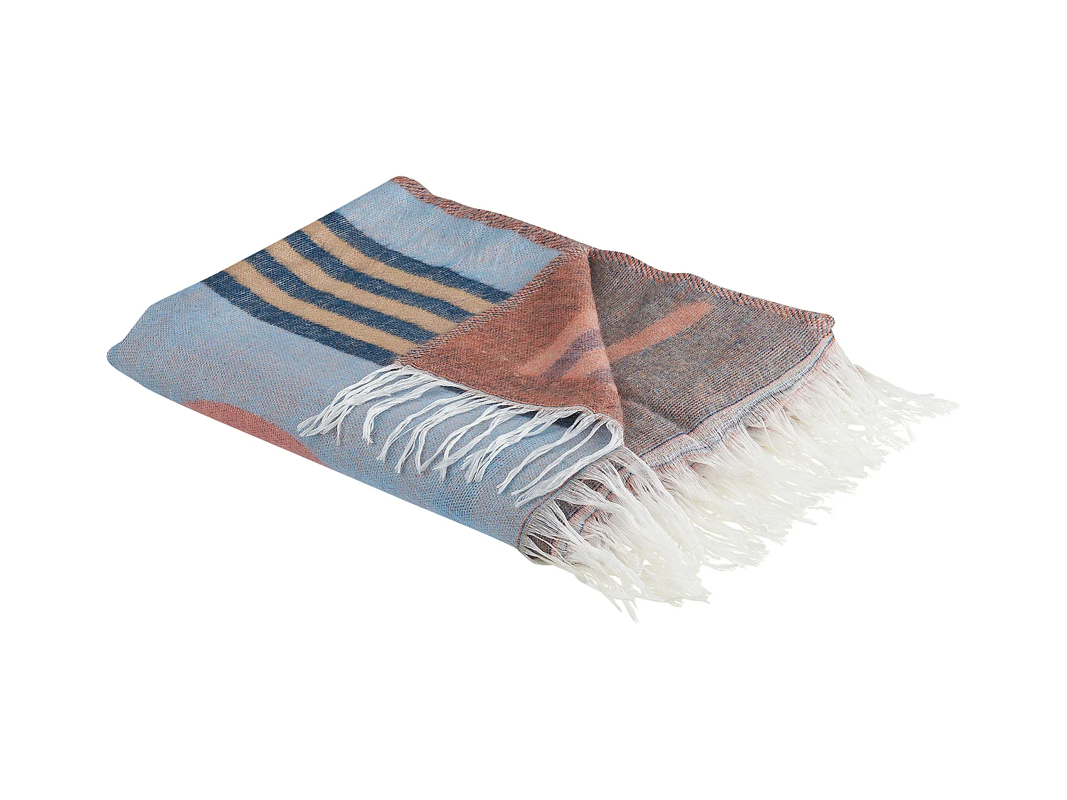 Decke abstraktes Motiv rot/blau/bunt mit Fransen 130 x 170 cm Resha