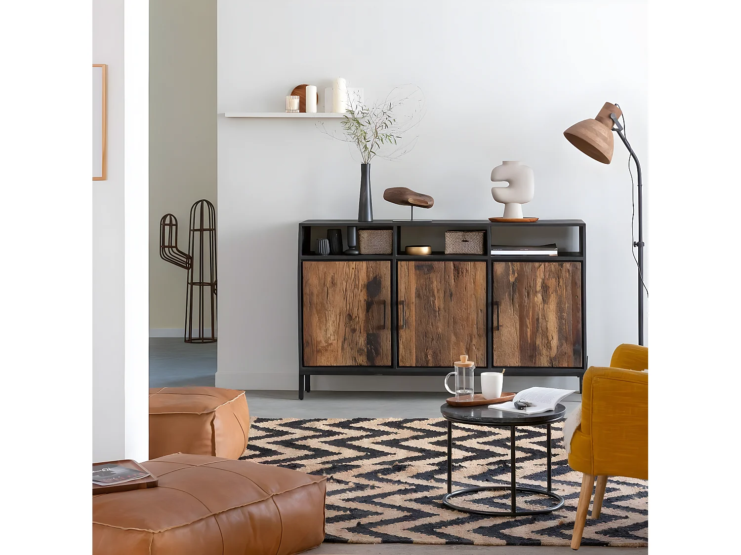 Buffet en bois recyclé et métal Izia