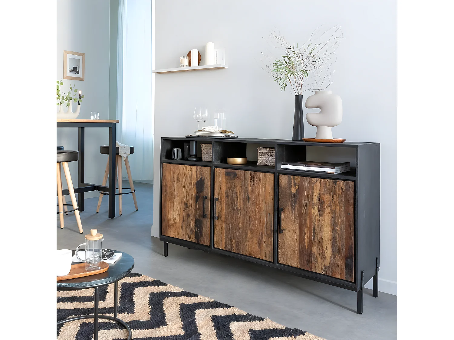 Buffet en bois recyclé et métal Izia