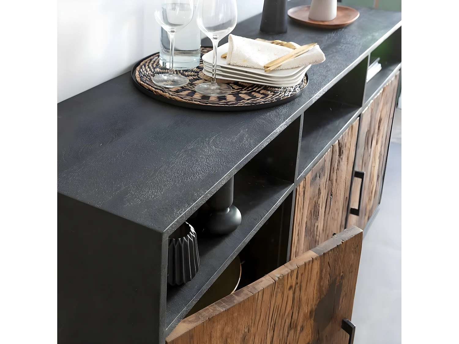 Buffet en bois recyclé et métal Izia