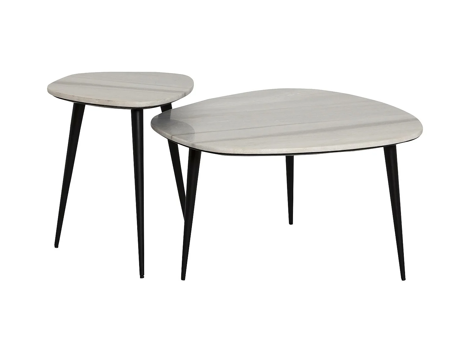 Table basse gigogne en marbre blanc Ariane