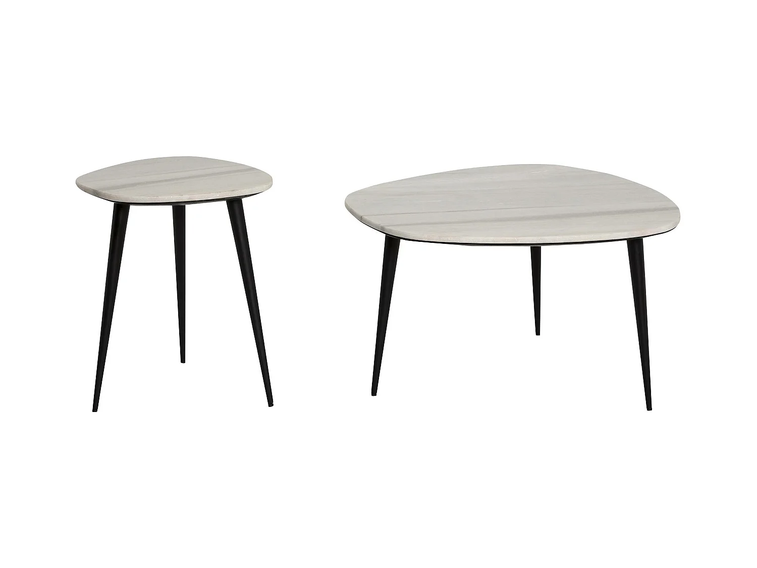 Table basse gigogne en marbre blanc Ariane