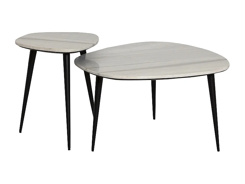 Table basse gigogne en marbre blanc Ariane