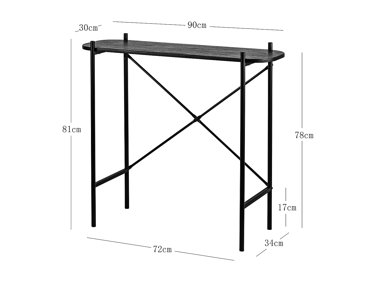 Console style industriel en métal noir