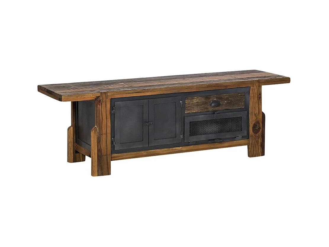 Meuble TV en bois recyclé et métal Hector