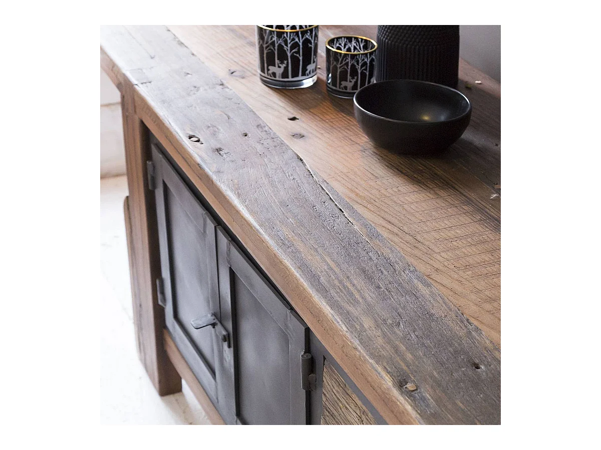 Meuble TV en bois recyclé et métal Hector