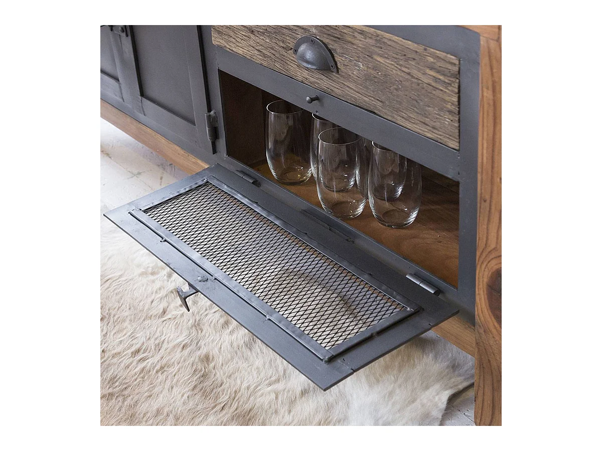 Meuble TV en bois recyclé et métal Hector