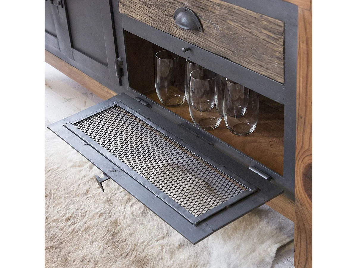 Meuble TV en bois recyclé et métal Hector